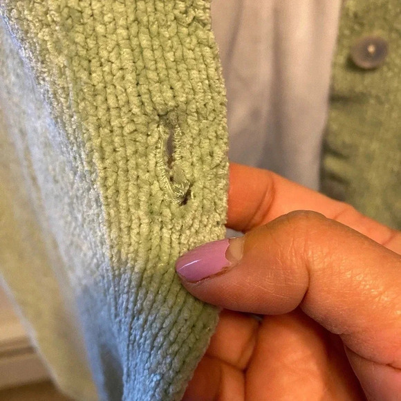 Denim&Co Corduroy Soft Casual Cozy Green Jacket Cardigan Women Plus Size 2X - Picture 5 of 5